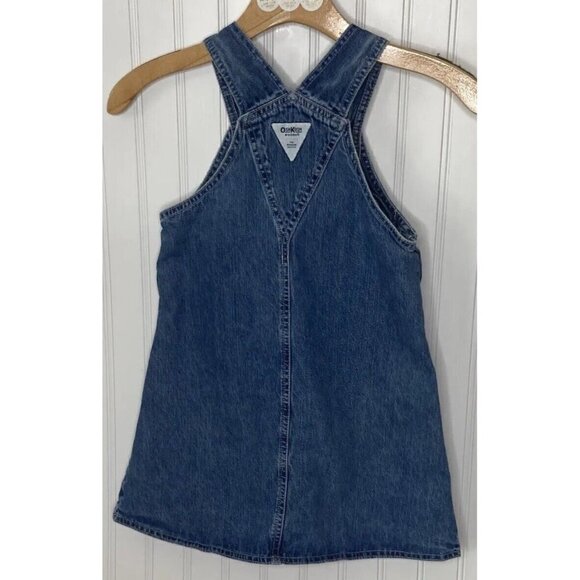 Vintage Oshkosh B'Gosh Girls 6X Bib Med Wash Denim Jean Blue Bib Overall Dress - Picture 8 of 11